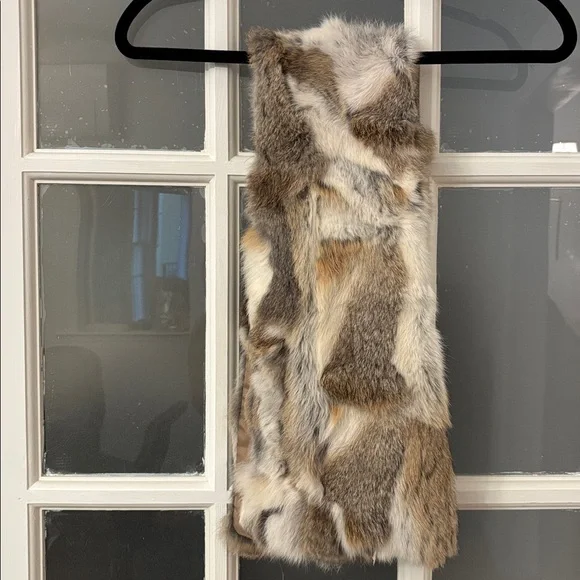 Adrienne Landau Real Fur Scarf in Tan and Cream - Picture 4 of 5